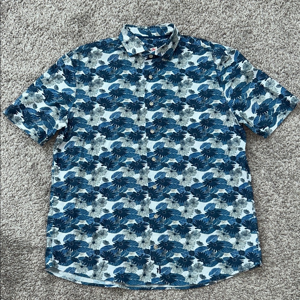 johnnie-O Navy and White Floral Button Down Shirt